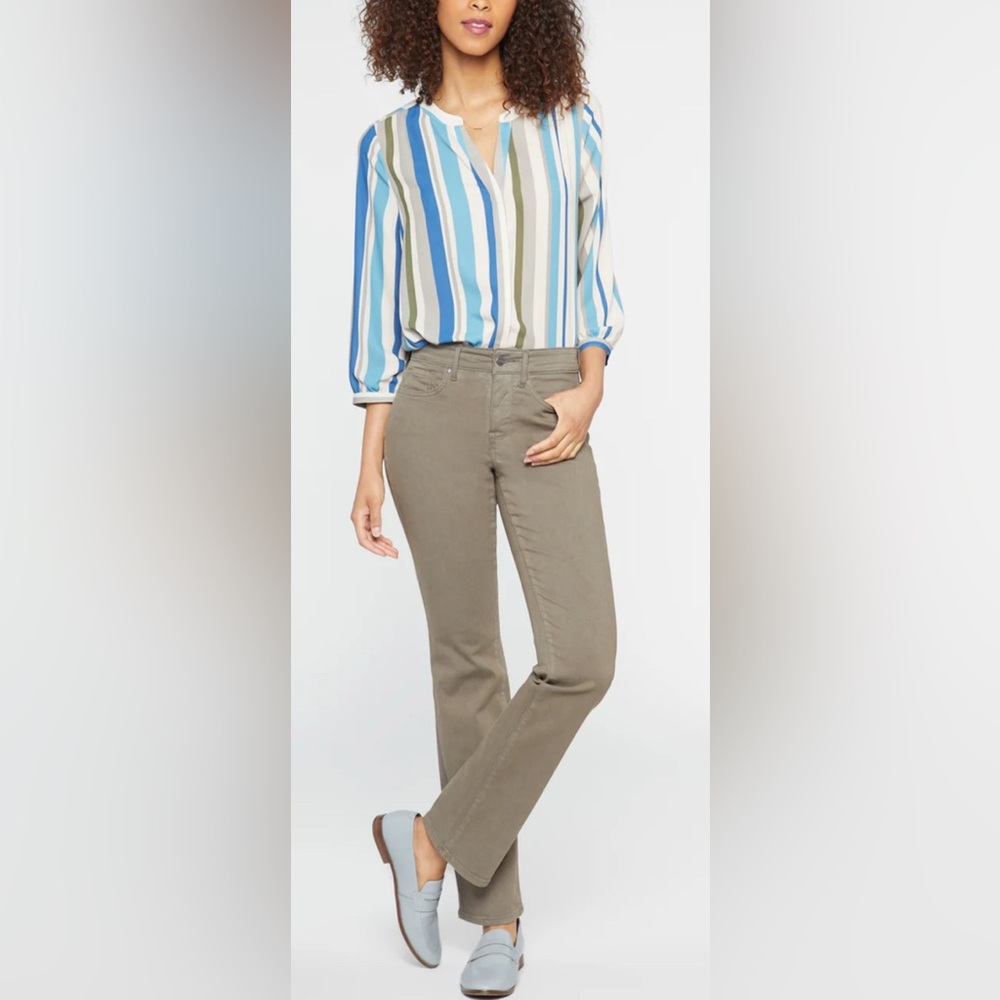 NYDJ Olive Green “Ripe Olive” Stretch Straight Marilyn Rayon Cotton Size 16 NWT